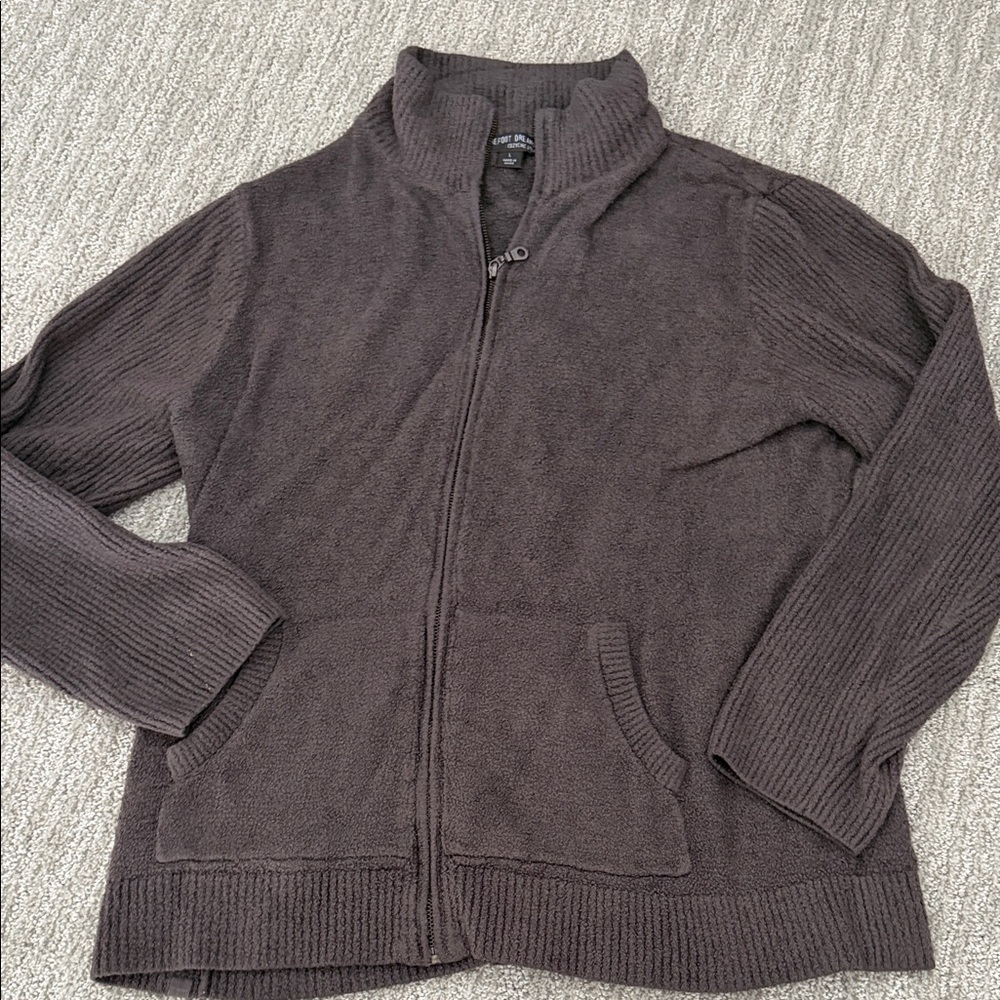 Barefoot Dreams Men's Grey Full-Zip Sweater